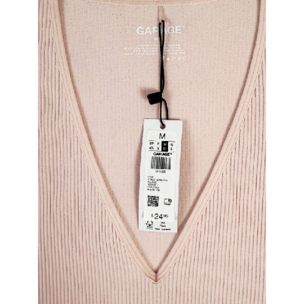 NWT Garage Stella Seamless Crop V-Neck Plunge Tank Top Light Pink Medium - Picture 5 of 8